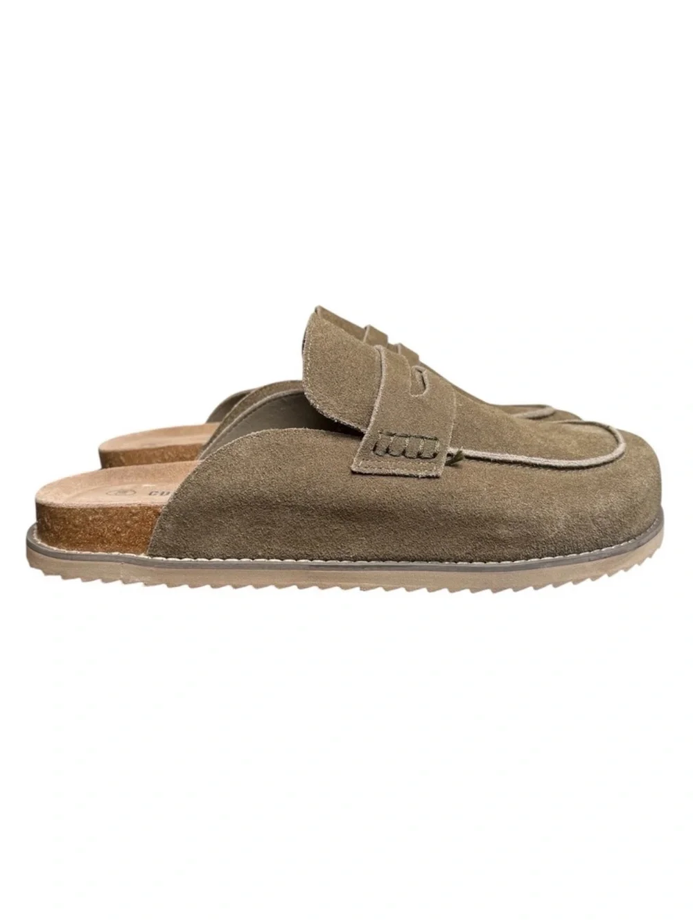 Cushionaire Wally Men's Taupe Suede Slip-On Cork Clog Mule Slide Shoes Size 13